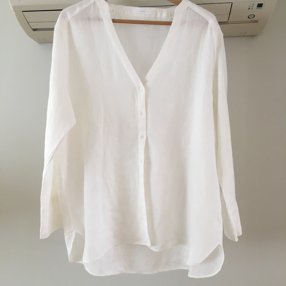 Luna white linen top sz large